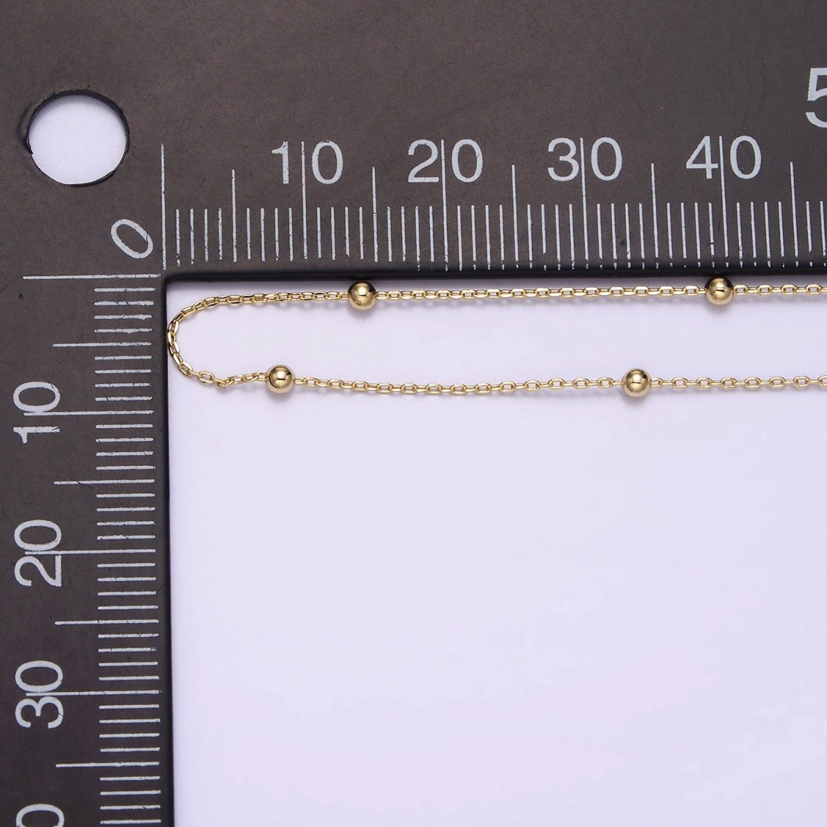 14K Gold Filled 0.5mm Dainty Satellite Beaded Cable Chain 18 Inch Layering Necklace | WA-1930 Clearance Pricing - DLUXCA