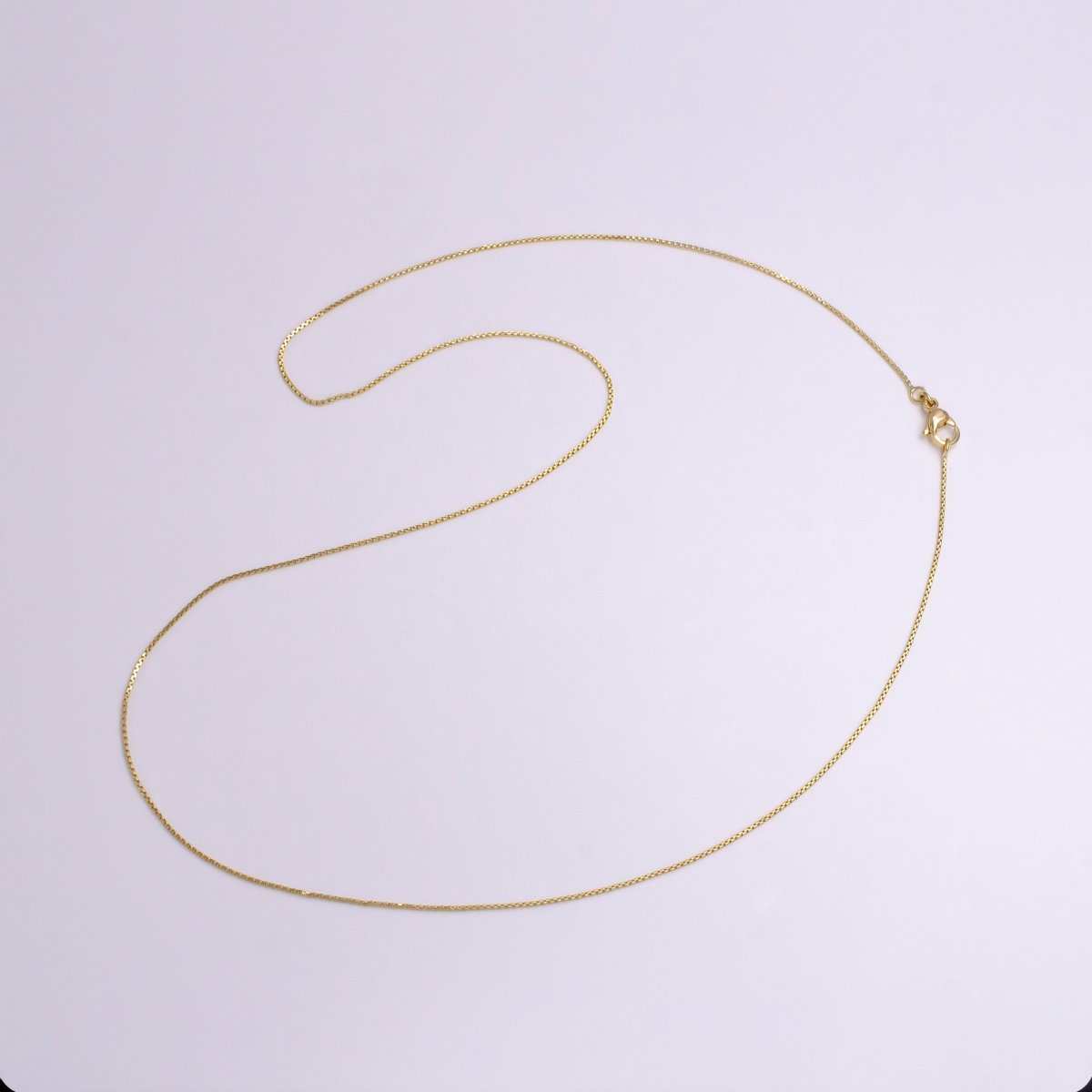 14K Gold Filled 0.8mm Dainty Box 19.5 Inch Layering Chain Necklace | WA-1906 Clearance Pricing - DLUXCA