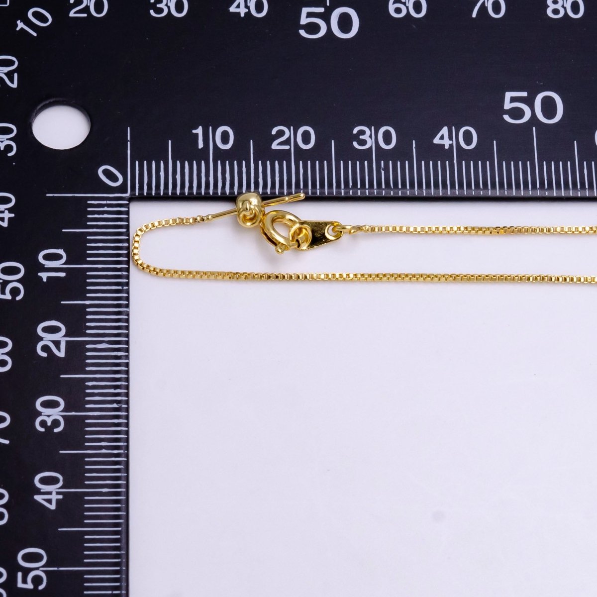 14K Gold Filled 0.8mm Dainty Box Chain 7.5 Inch Slider Bracelet Adjustable bracelet | Z-907 - DLUXCA