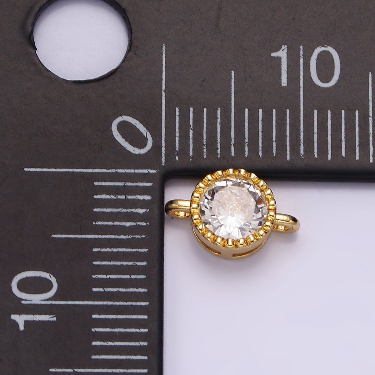 14K Gold Filled 10mm Clear CZ Round Connector in Gold & Silver | G898 G899 - DLUXCA