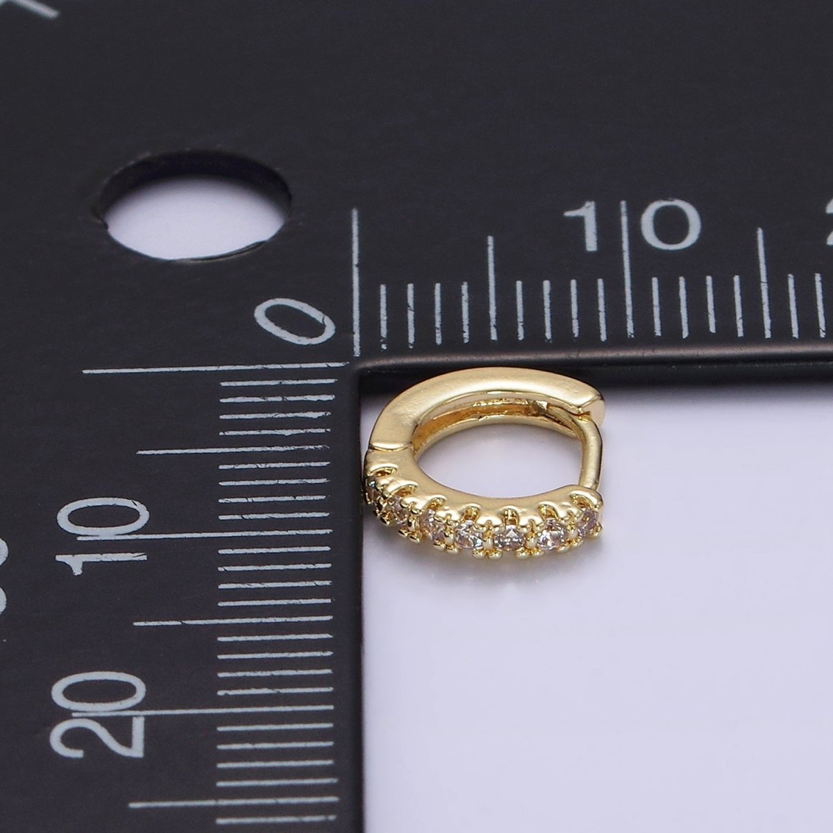 14K Gold Filled 10mm Clear Micro Paved CZ Cartilage Huggie Earrings | AE908 - DLUXCA