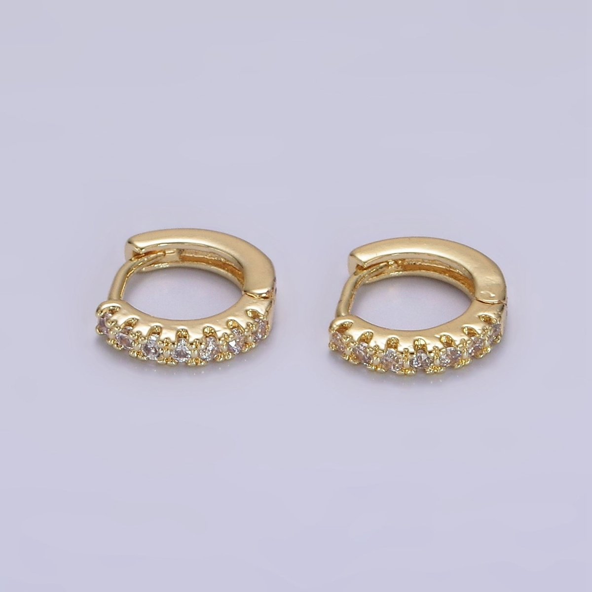 14K Gold Filled 10mm Clear Micro Paved CZ Cartilage Huggie Earrings | AE908 - DLUXCA