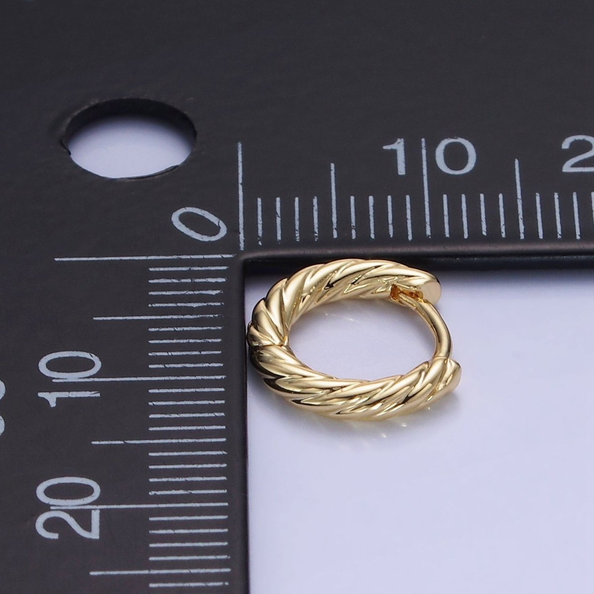 14K Gold Filled 10mm Croissant Twist Cartilage Huggie Earrings | AB1350 - DLUXCA