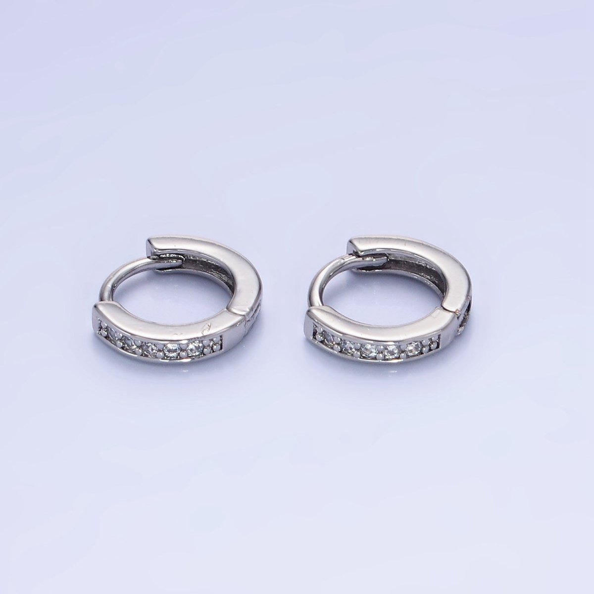 14K Gold Filled 10mm CZ Lined Cartilage Huggie Earrings in Gold & Silver | AB1346 AB1347 - DLUXCA