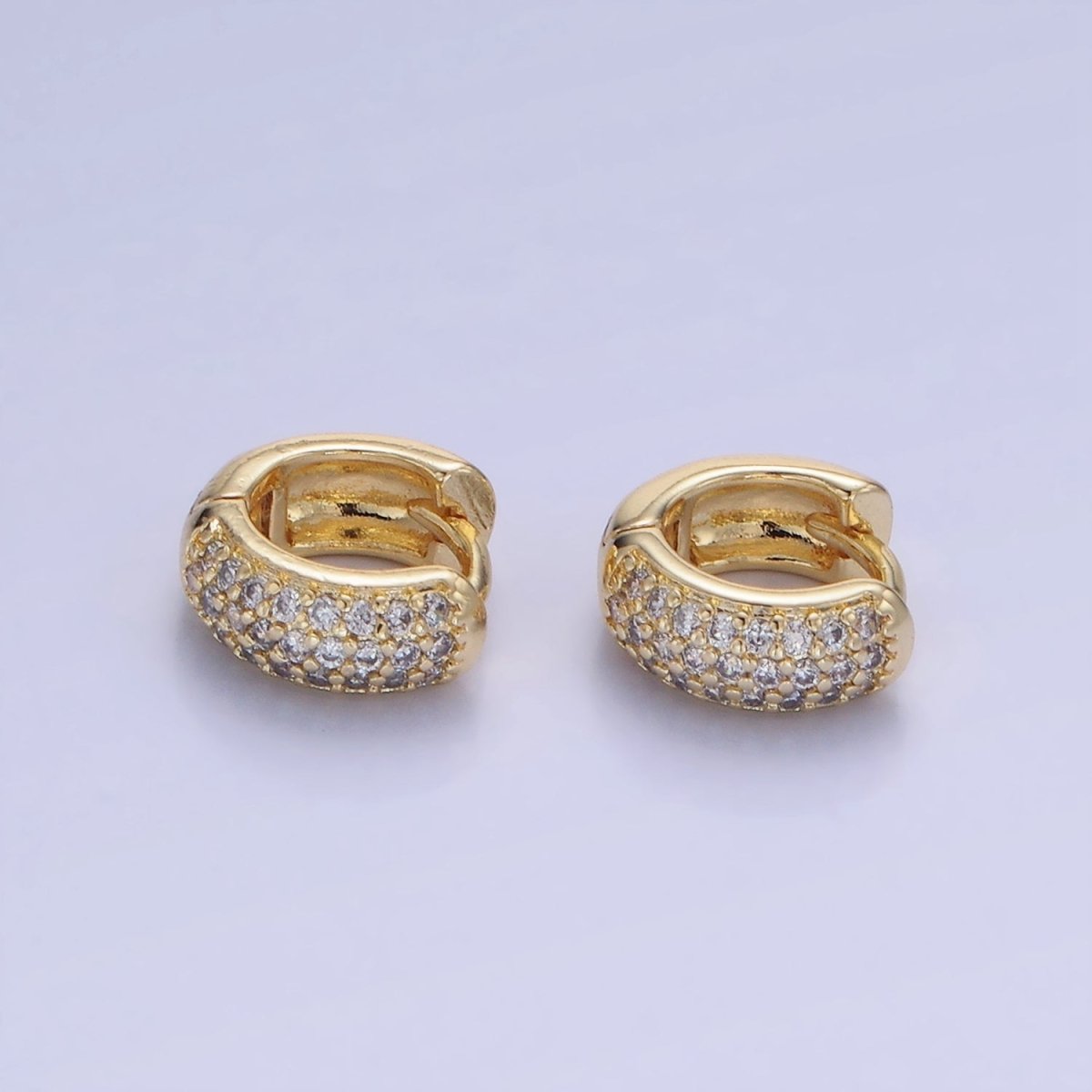 14K Gold Filled 10mm Micro Paved CZ Cartilage Huggie Earrings | AB1327 - DLUXCA
