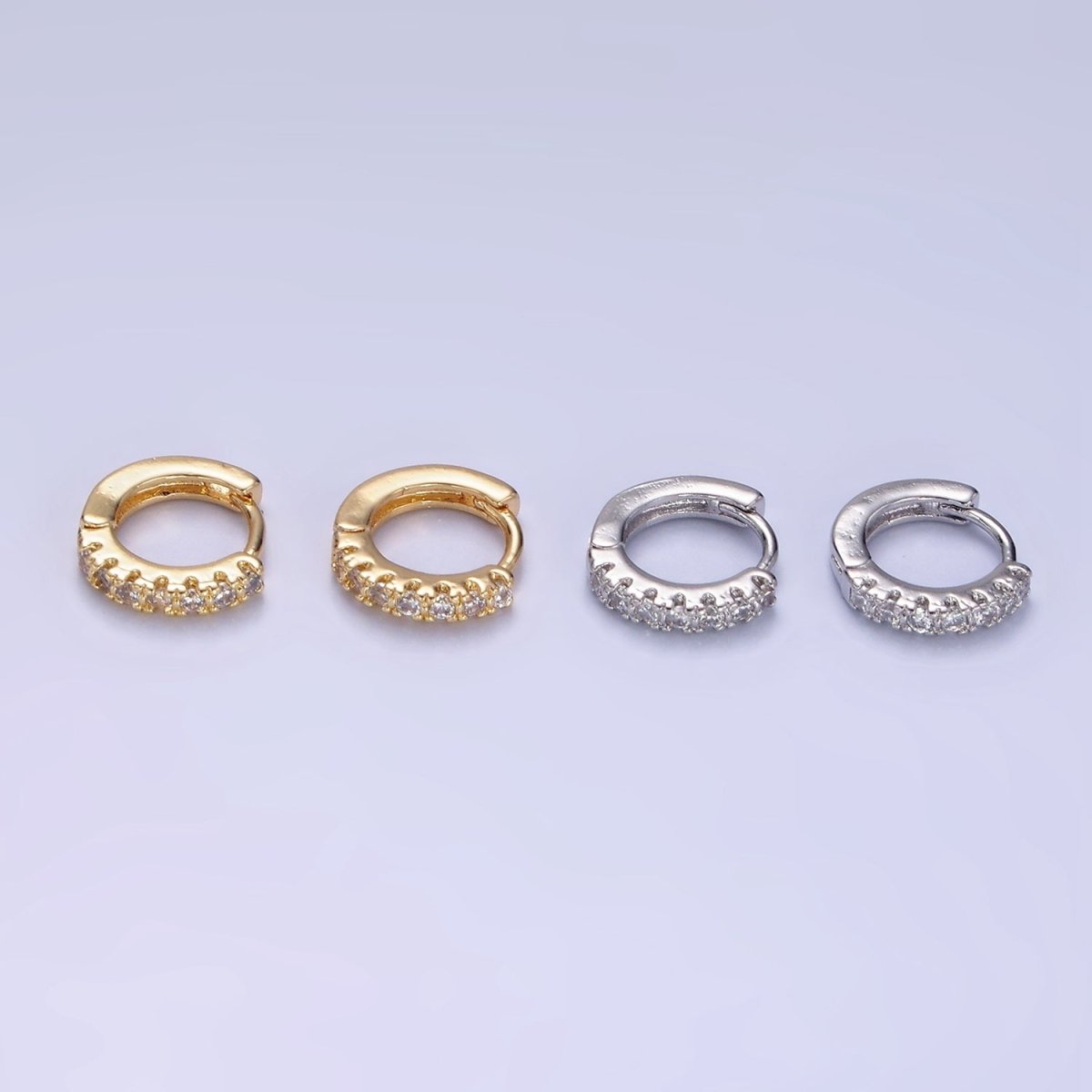 14K Gold Filled 10mm Micro Paved CZ Cartilage Huggie in Gold & Silver | AE908 AB1143 - DLUXCA