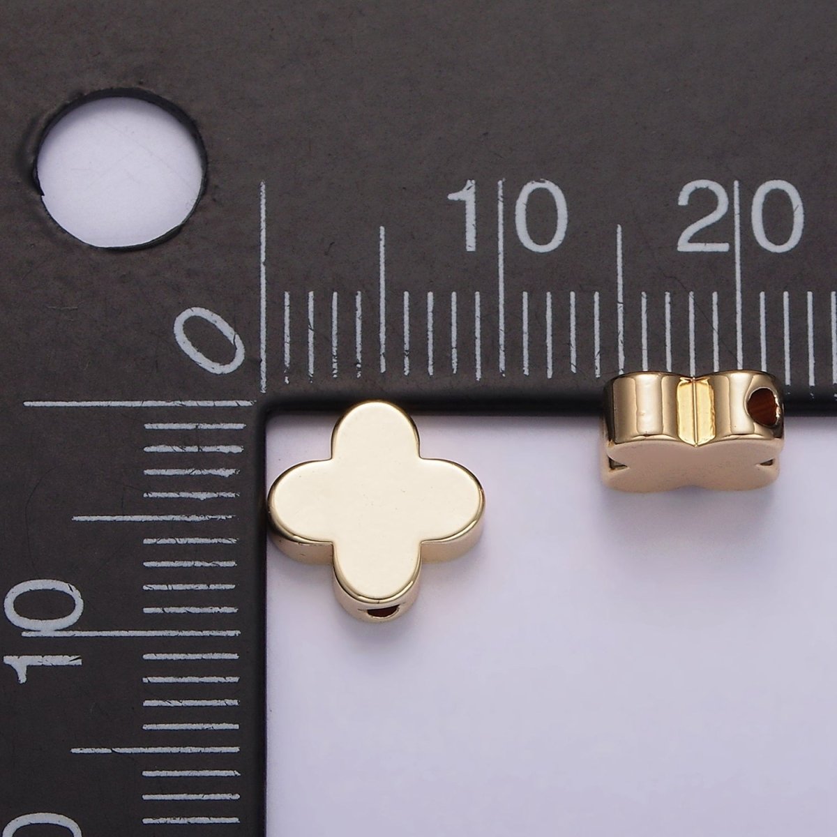 14K Gold Filled 10mm Mini Minimalist Clover Quatrefoil Bead | B875 - DLUXCA