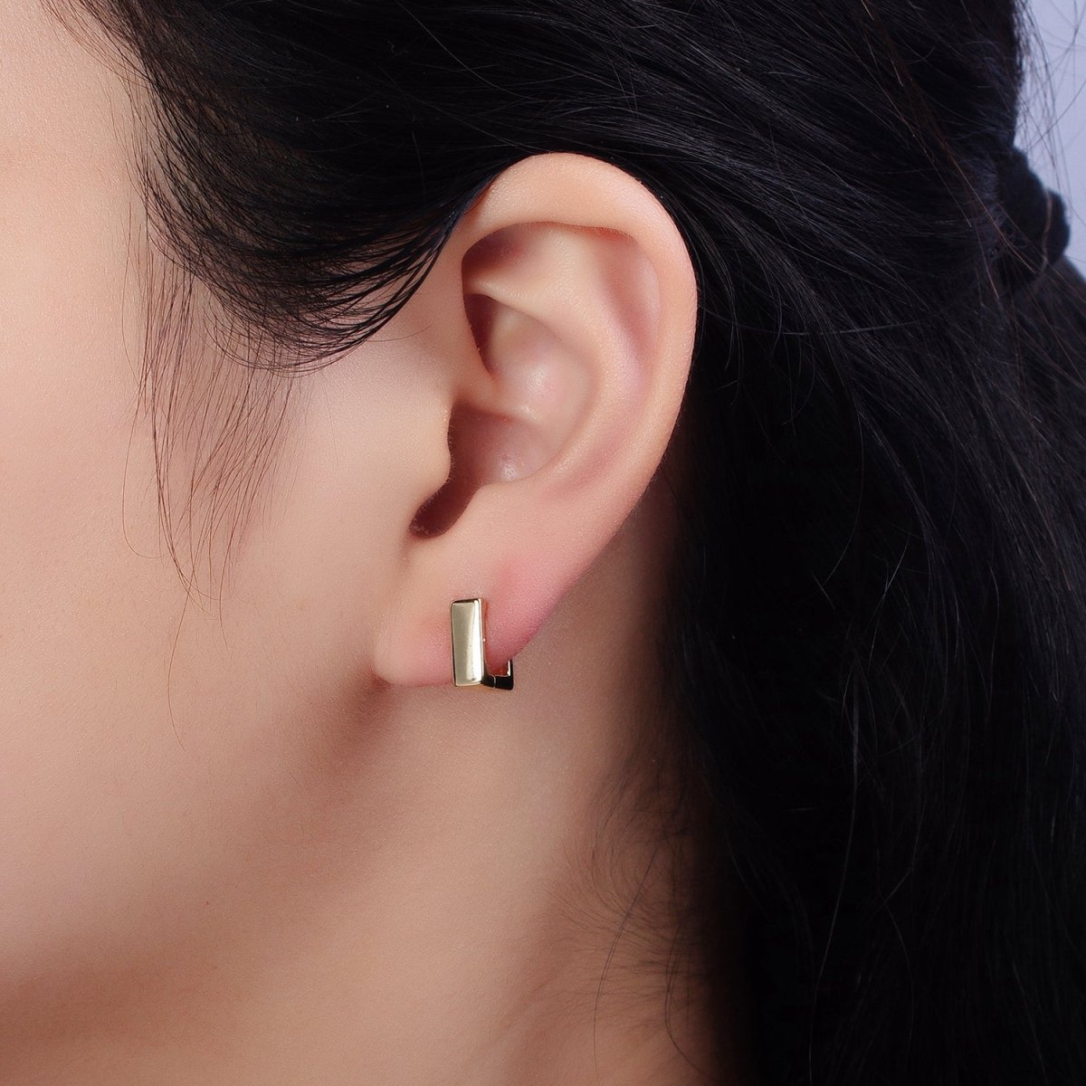 14K Gold Filled 10mm Mini Square Cartilage Huggie Hoop Earrings | AB-237 - DLUXCA