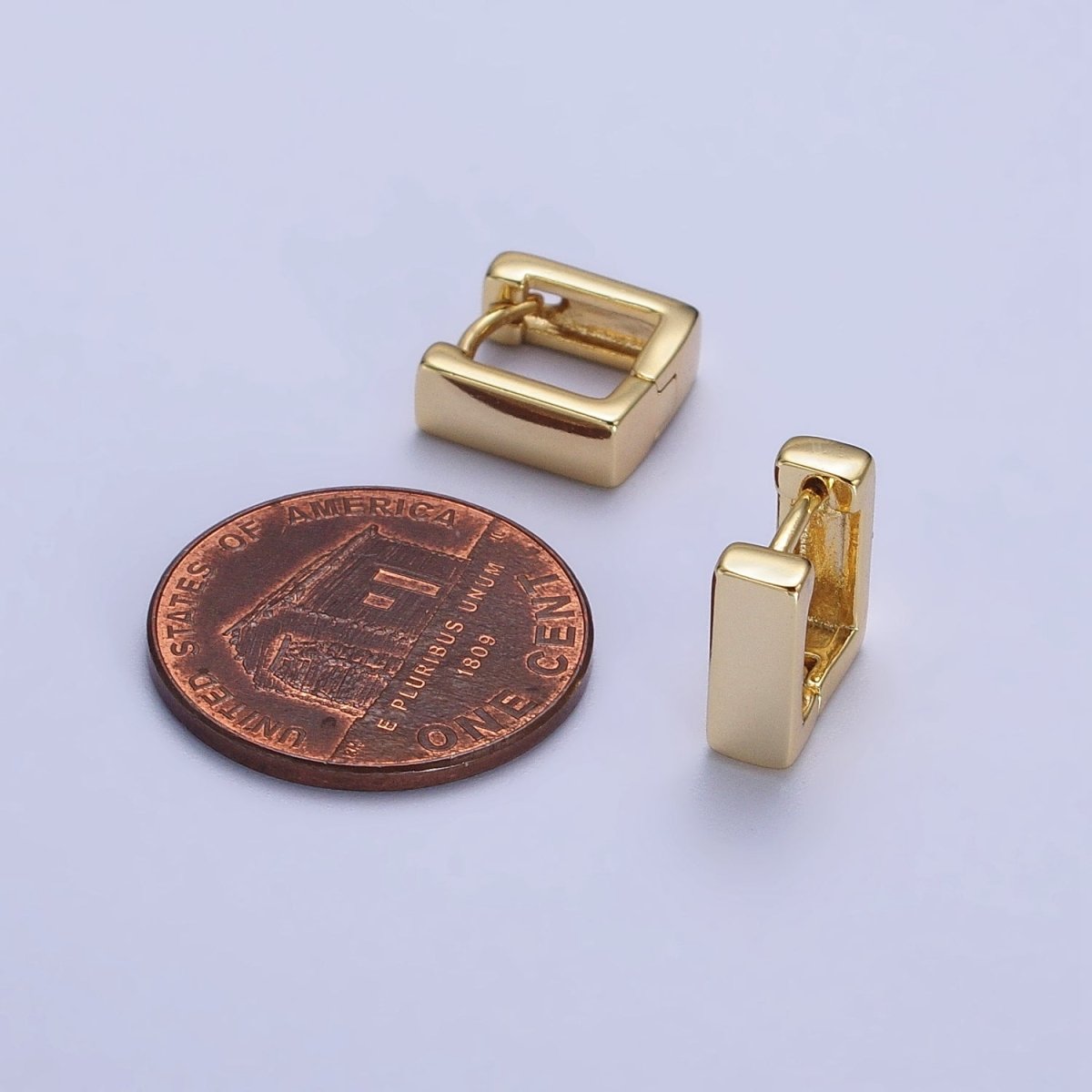 14K Gold Filled 10mm Mini Square Cartilage Huggie Hoop Earrings | AB-237 - DLUXCA