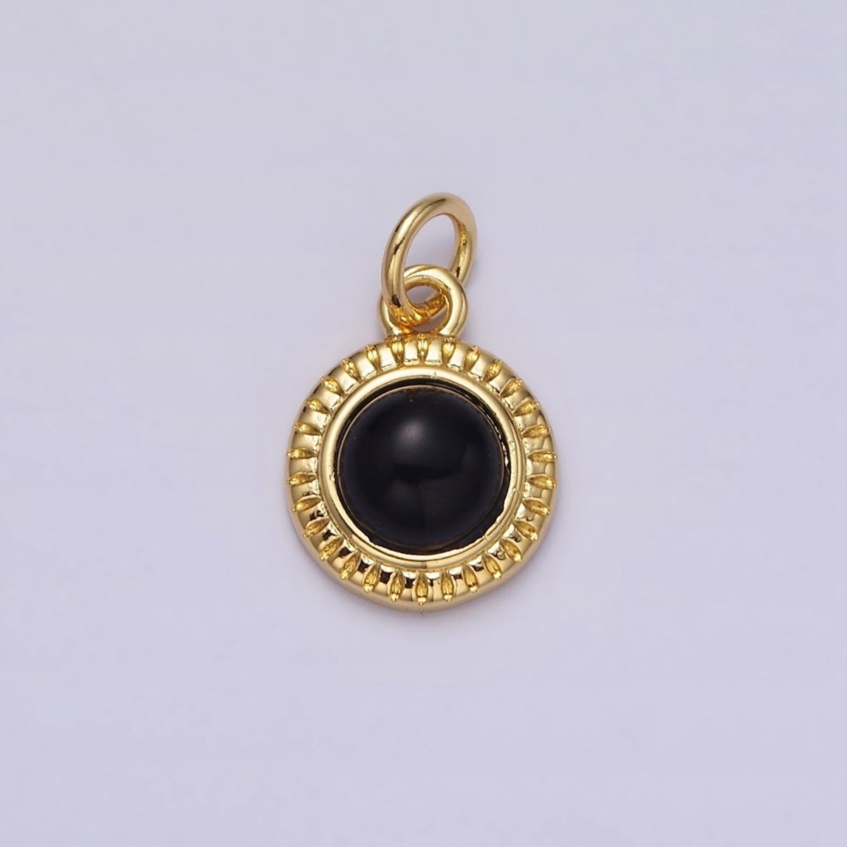 14K Gold Filled 10mm Round Natural Gemstone Lined Connector | AC1517 - AC1528 - DLUXCA