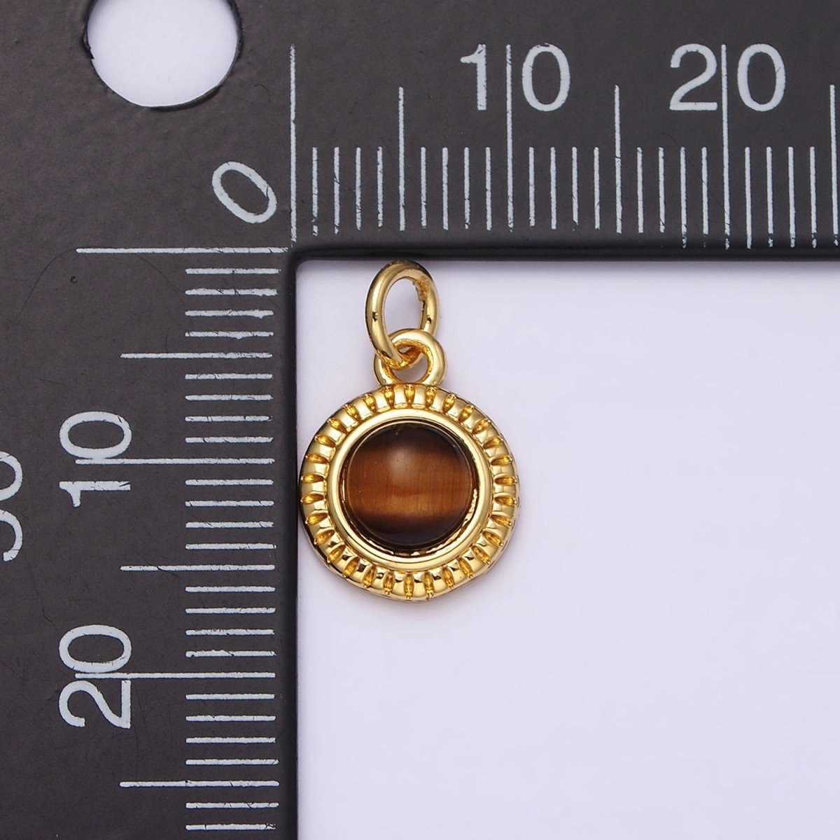14K Gold Filled 10mm Round Natural Gemstone Lined Connector | AC1517 - AC1528 - DLUXCA