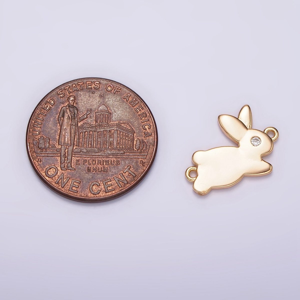 14K Gold Filled 10mm Running Rabbit Bunny Animal CZ Connector | G127 - DLUXCA