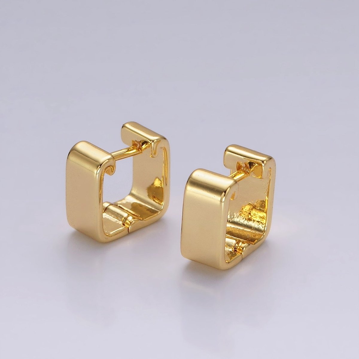 14K Gold Filled 10mm Wide Square Minimalist Cartilage Huggie Earrings | AE982 - DLUXCA