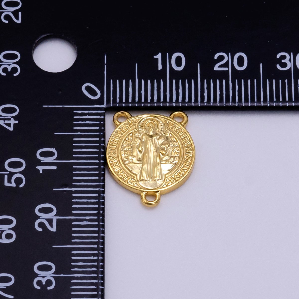 14K Gold Filled 11mm, 14mm Saint Benedict Round Triple Loop Connector | G843 - DLUXCA