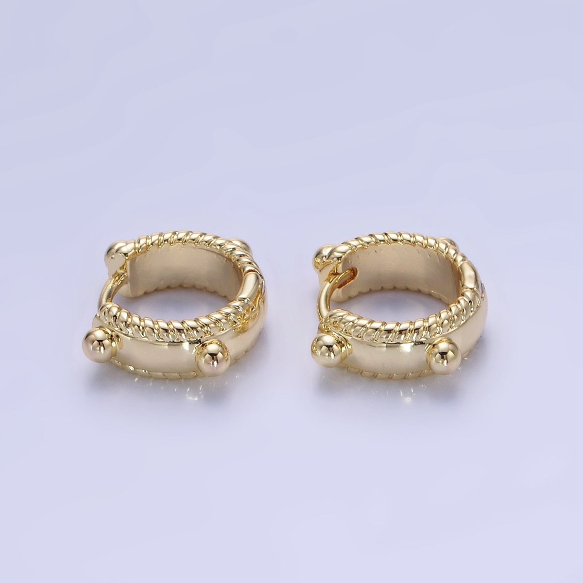 14K Gold Filled 11mm Bubble Bead Croissant Cartilage Huggie Earrings in Gold & Silver | AB1325 - DLUXCA