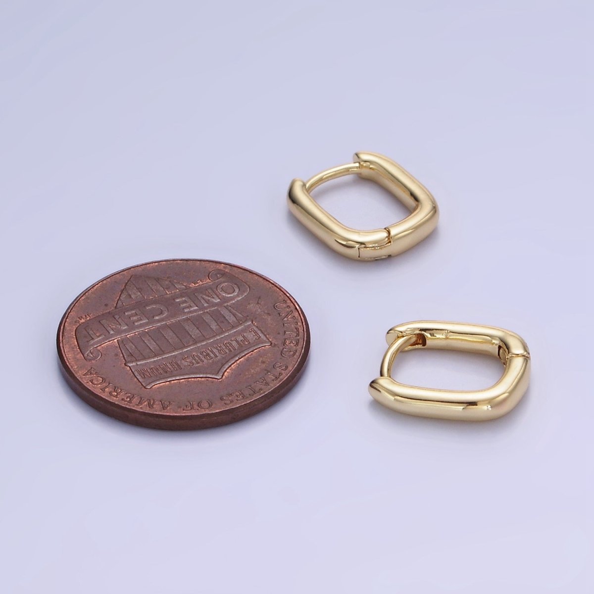 14K Gold Filled 11mm Minimalist Rectangular Huggie Earrings | AB1330 - DLUXCA