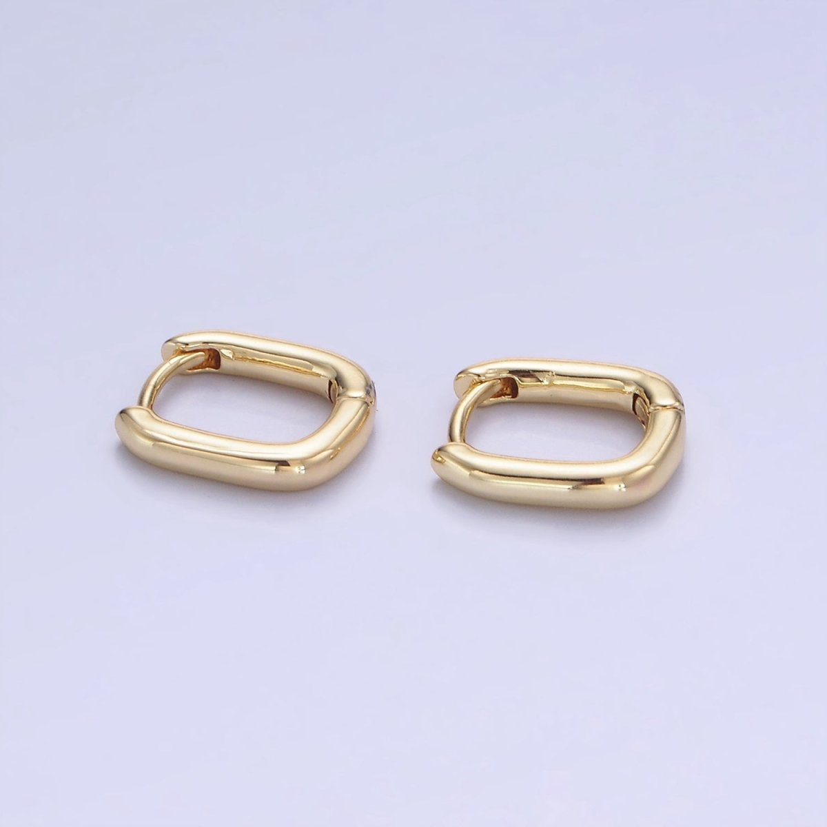 14K Gold Filled 11mm Minimalist Rectangular Huggie Earrings | AB1330 - DLUXCA