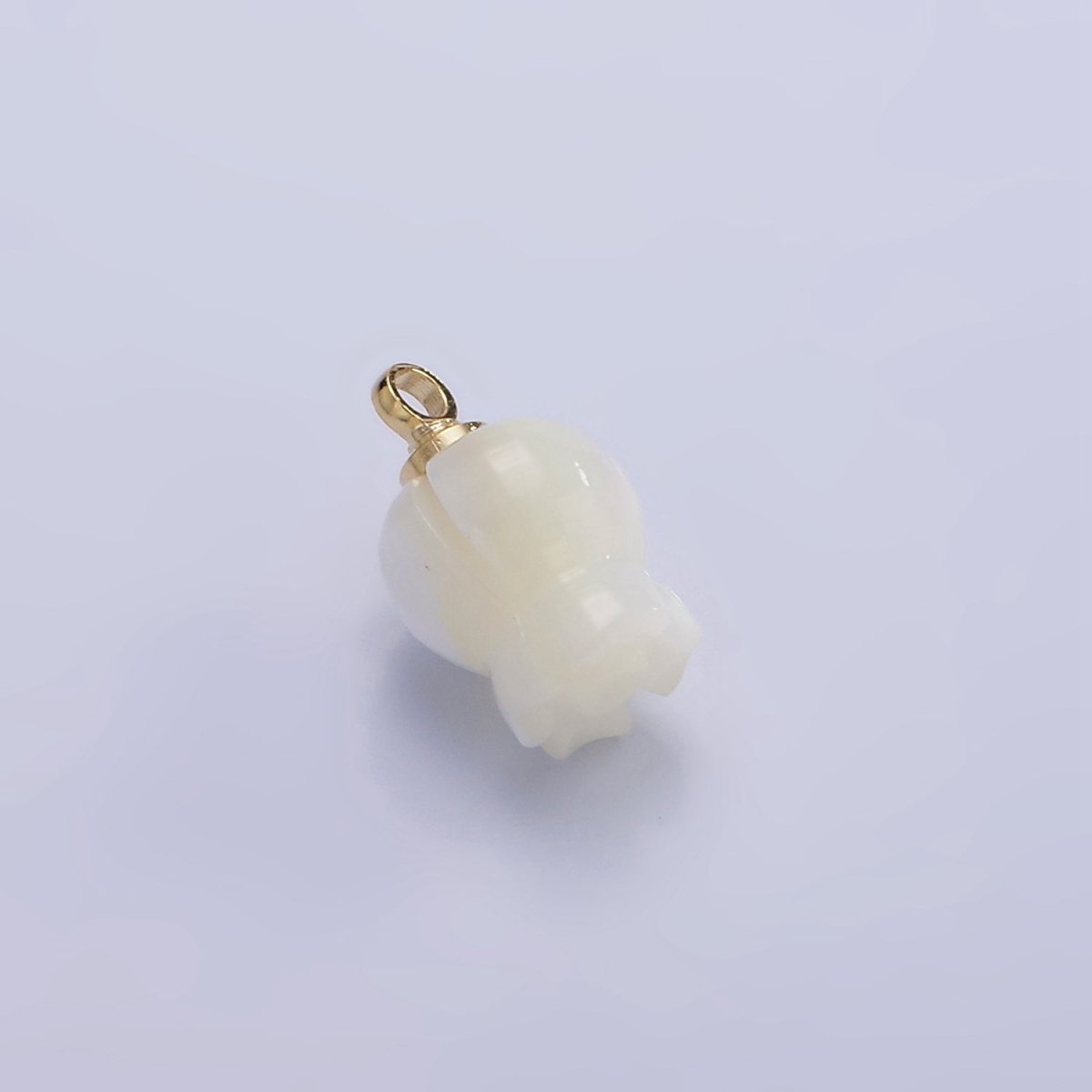 14K Gold Filled 11mm Rose Bud Flower Shell Pearl Drop Charm | AG687 - DLUXCA