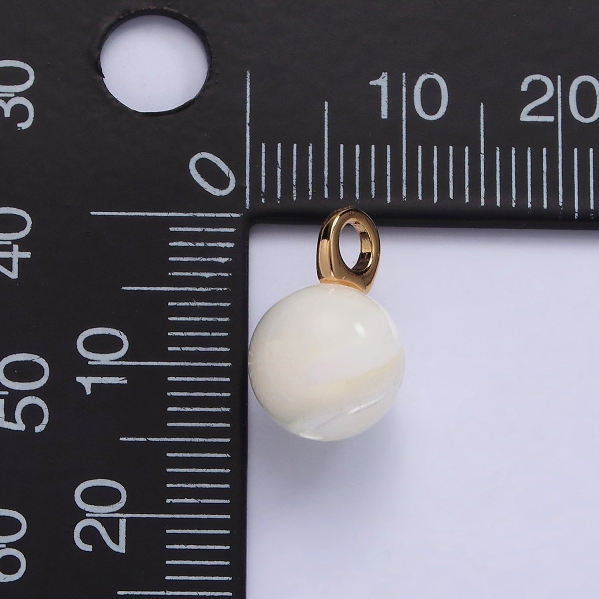 14K Gold Filled 11mm Round Sphere Ball Natural Shell Pearl Gemstone Drop Pendant | P1645 - DLUXCA