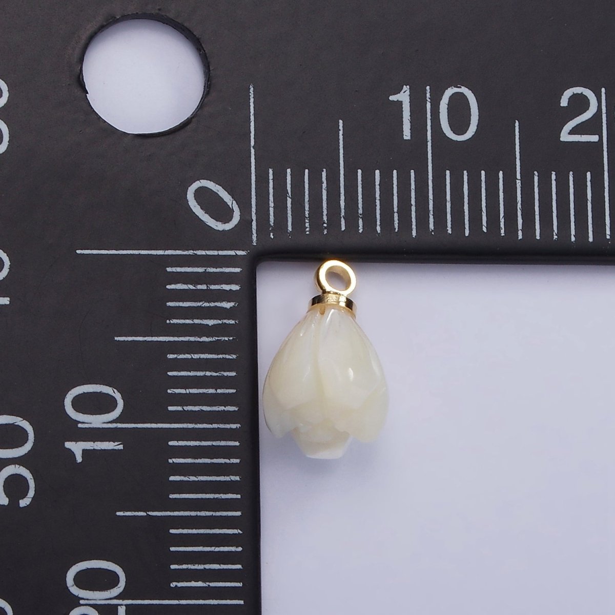 14K Gold Filled 11mm Tulip Flower Shell Pearl Drop Charm | AG688 - DLUXCA