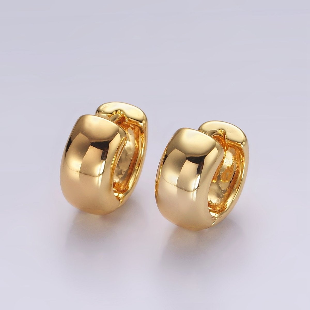 14K Gold Filled 11mm Wide Chubby Minimalist Cartilage Huggie Earrings | AE981 - DLUXCA