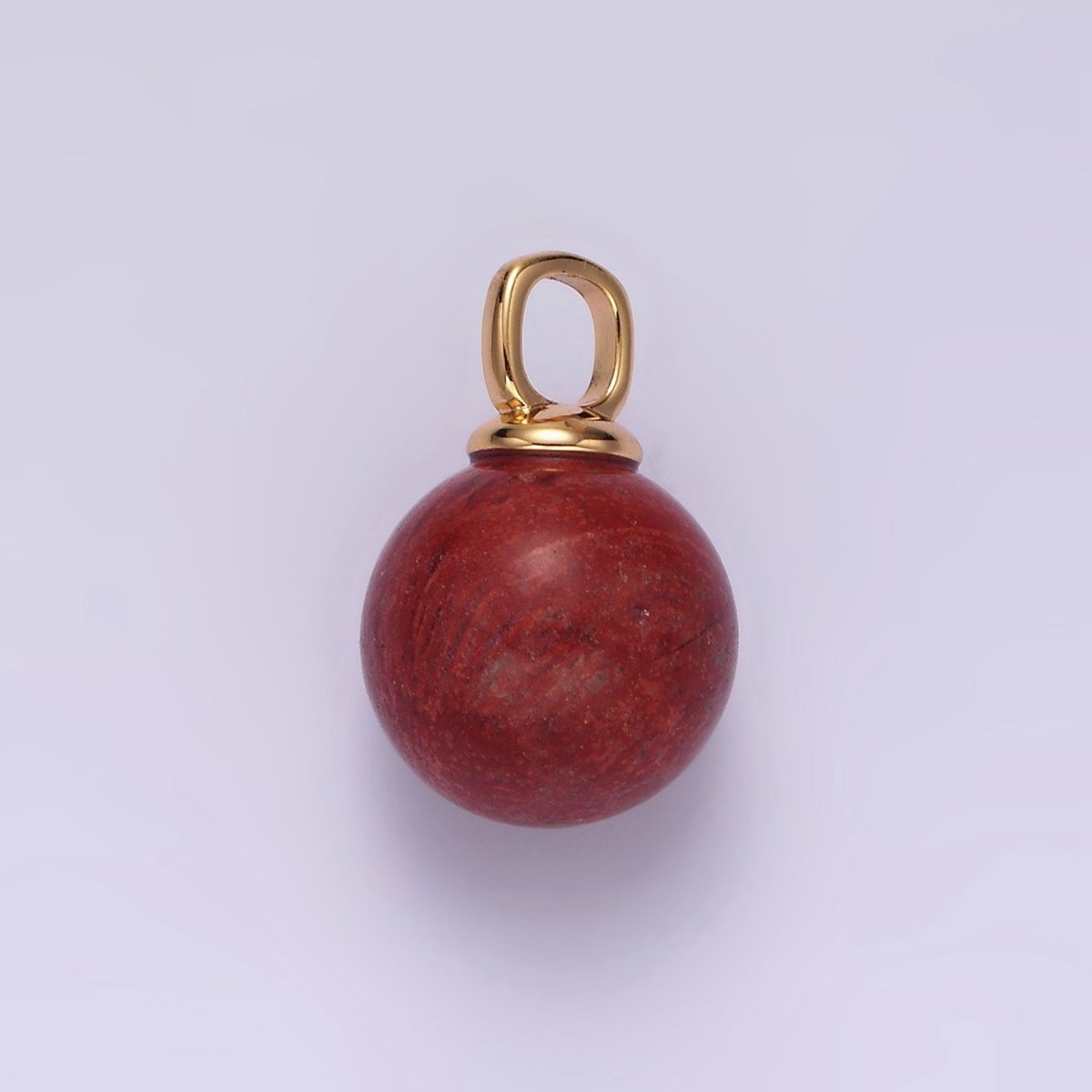 14K Gold Filled 12.5mm Red Jasper Round Sphere Ball Gemstone Pendant | N1988 - DLUXCA