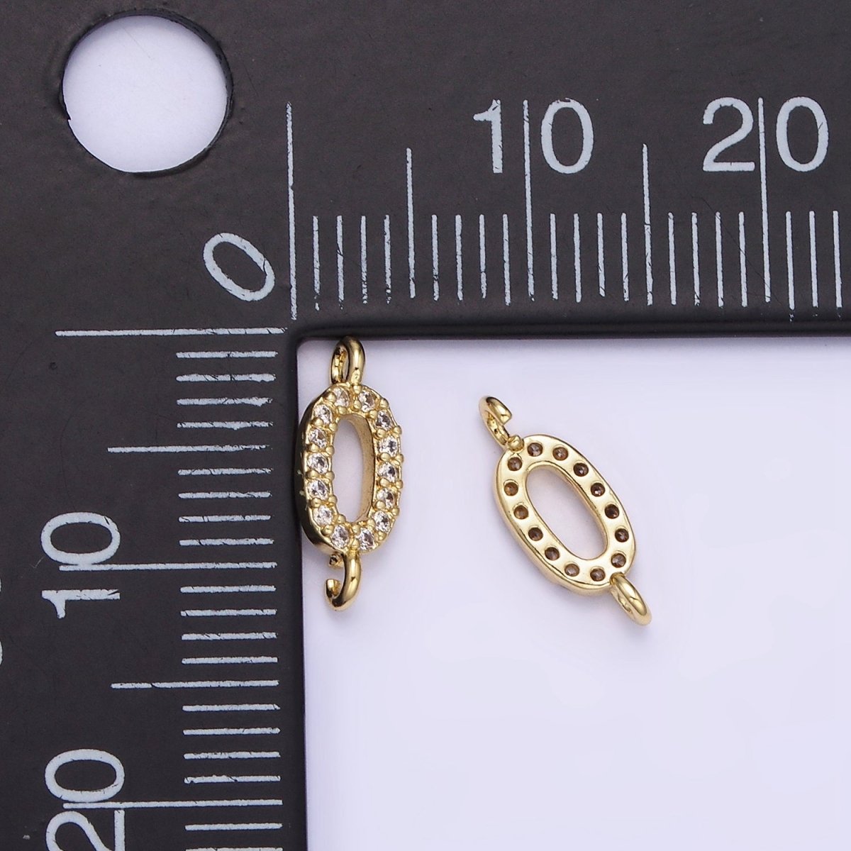 14K Gold Filled 12mm "0" Zero Micro Paved CZ Connector | G289 - DLUXCA