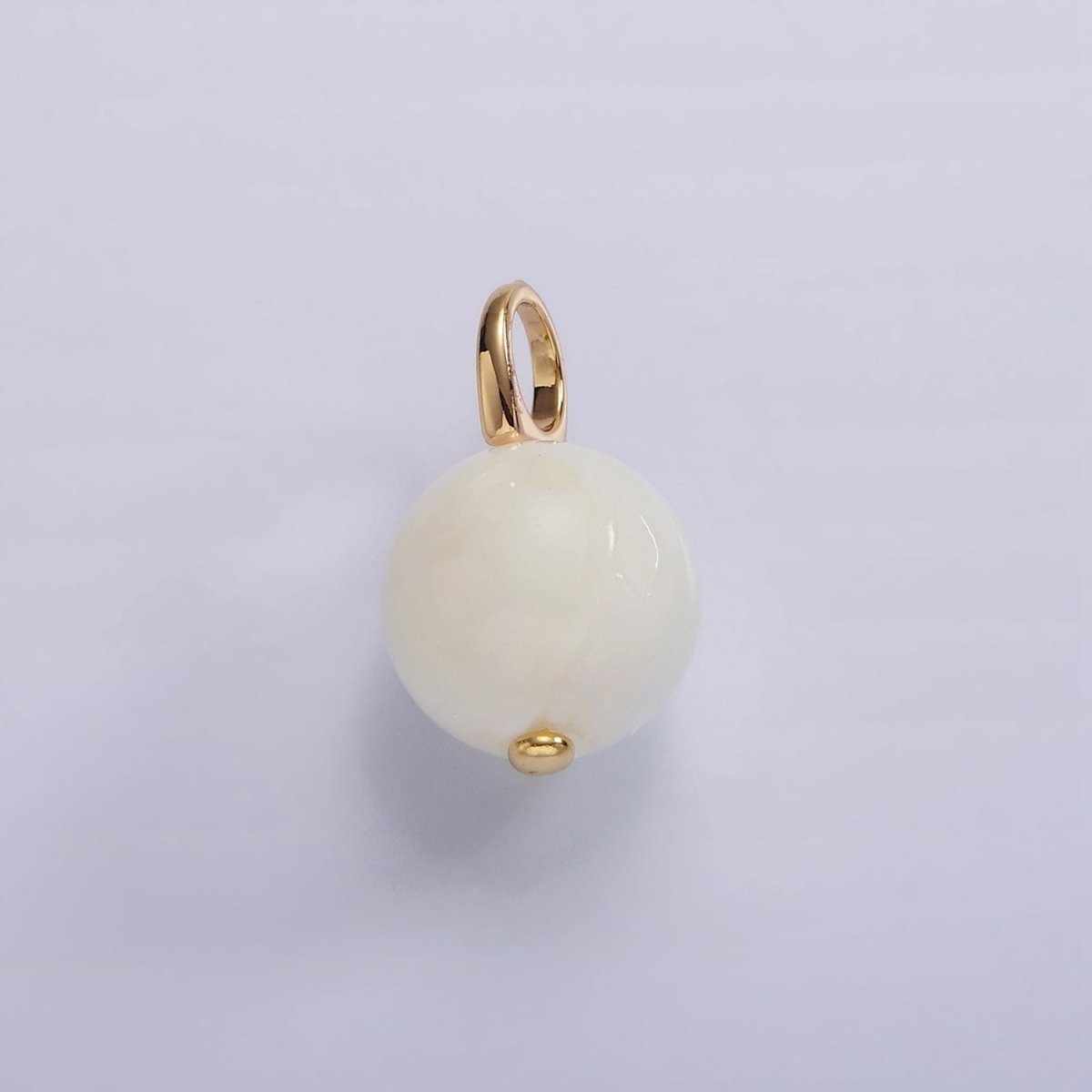 14K Gold Filled 12mm, 10mm Round White, Off-White Shell Pearl Drop Pendant | P1632 - P1635 - DLUXCA