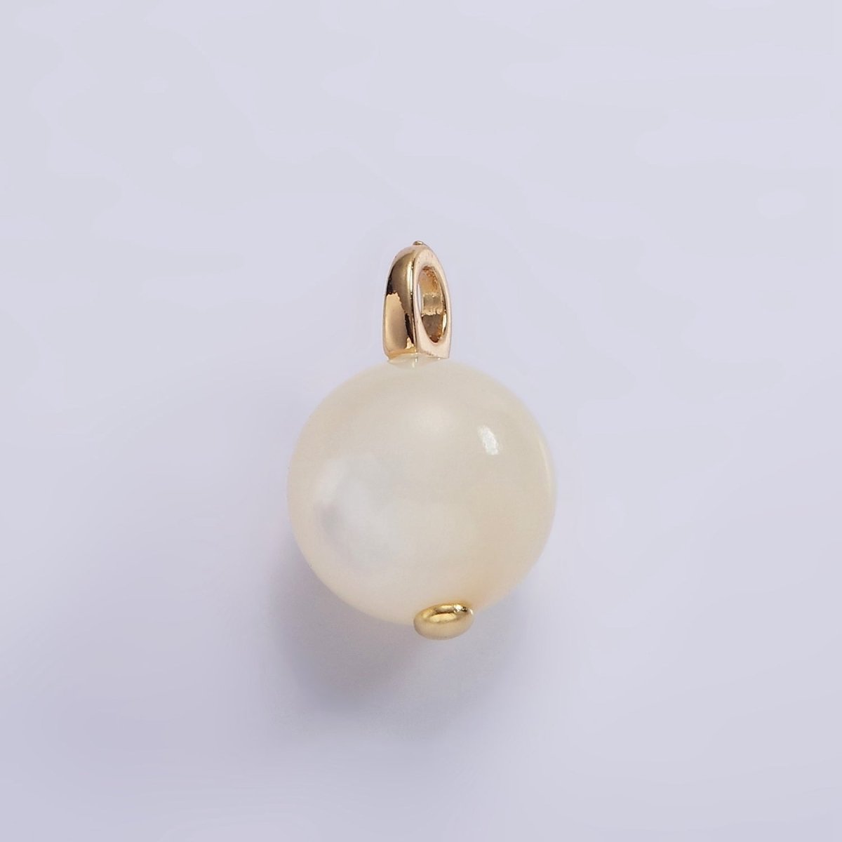 14K Gold Filled 12mm, 10mm Round White, Off-White Shell Pearl Drop Pendant | P1632 - P1635 - DLUXCA