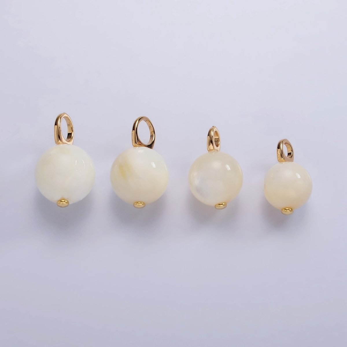 14K Gold Filled 12mm, 10mm Round White, Off-White Shell Pearl Drop Pendant | P1632 - P1635 - DLUXCA