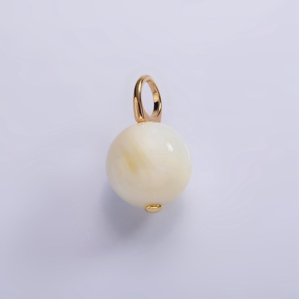 14K Gold Filled 12mm, 10mm Round White, Off-White Shell Pearl Drop Pendant | P1632 - P1635 - DLUXCA