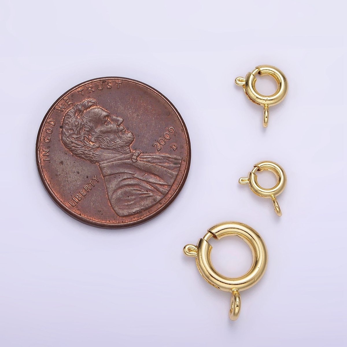 14K Gold Filled 12mm, 8mm, 7mm Spring Ring Clasps Closure Findings Supply | Z-530 - Z-532 - DLUXCA