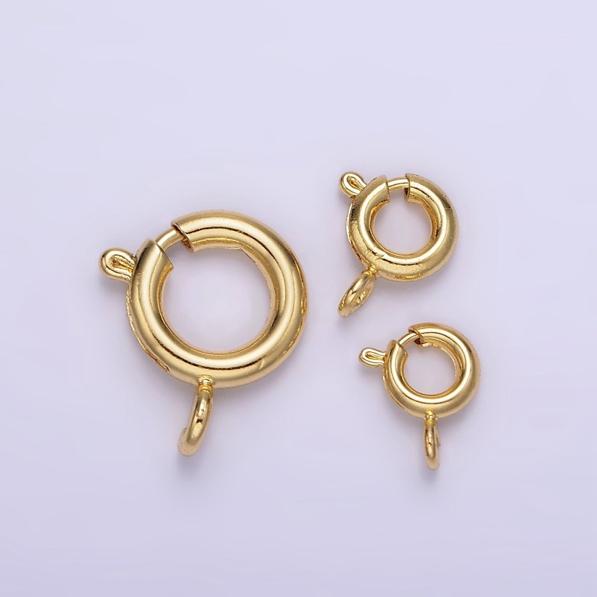 14K Gold Filled 12mm, 8mm, 7mm Spring Ring Clasps Closure Findings Supply | Z-530 - Z-532 - DLUXCA