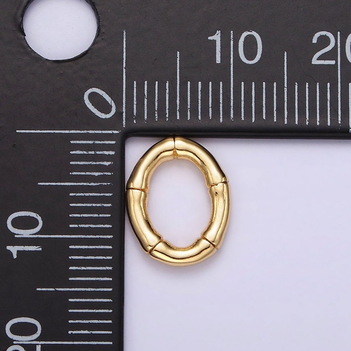 14K Gold Filled 12mm Bamboo Oval Link Minimalist Findings Supply | Z576 - DLUXCA