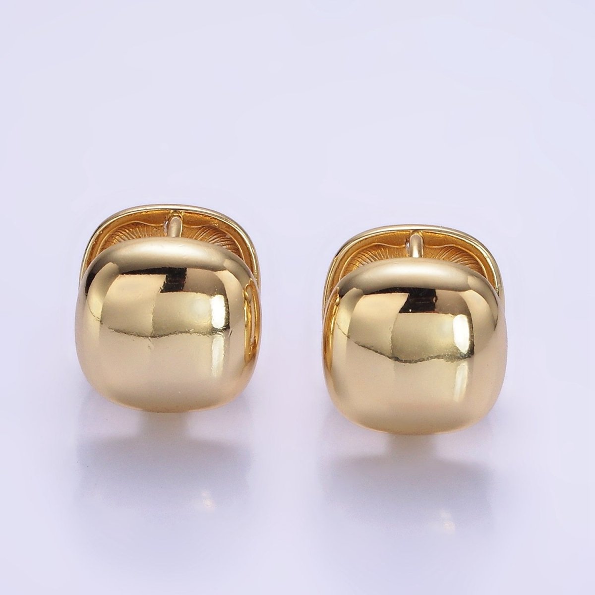 14K Gold Filled 12mm Chubby Square Minimalist Cartilage Huggie Earrings | AE410 - DLUXCA