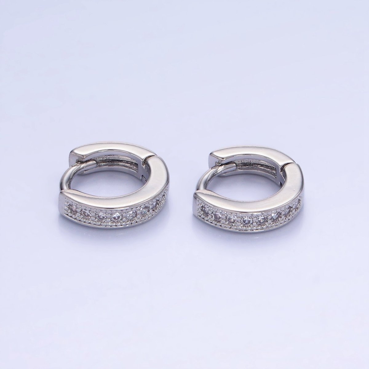 14K Gold Filled 12mm CZ Lined Cartilage Huggie Earrings in Gold & Silver | AB1362 AB1363 - DLUXCA