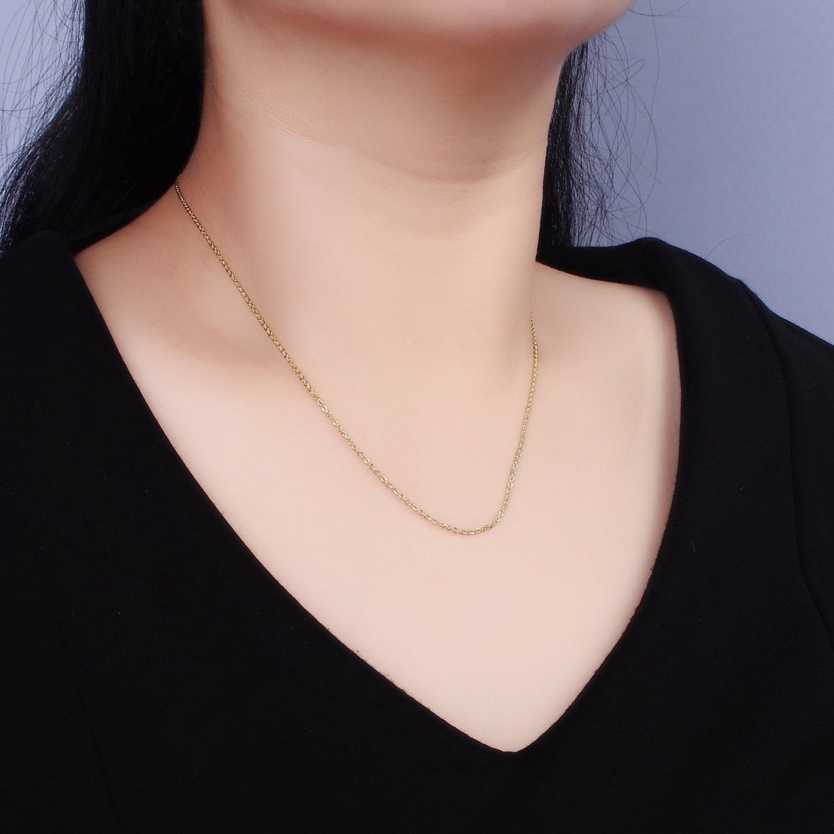 14K Gold Filled 1.2mm Dainty Cable Chain 18 Inch, 16 Inch, 20 Inch Layering Chain Necklace | WA-2117 - WA-2119 - DLUXCA