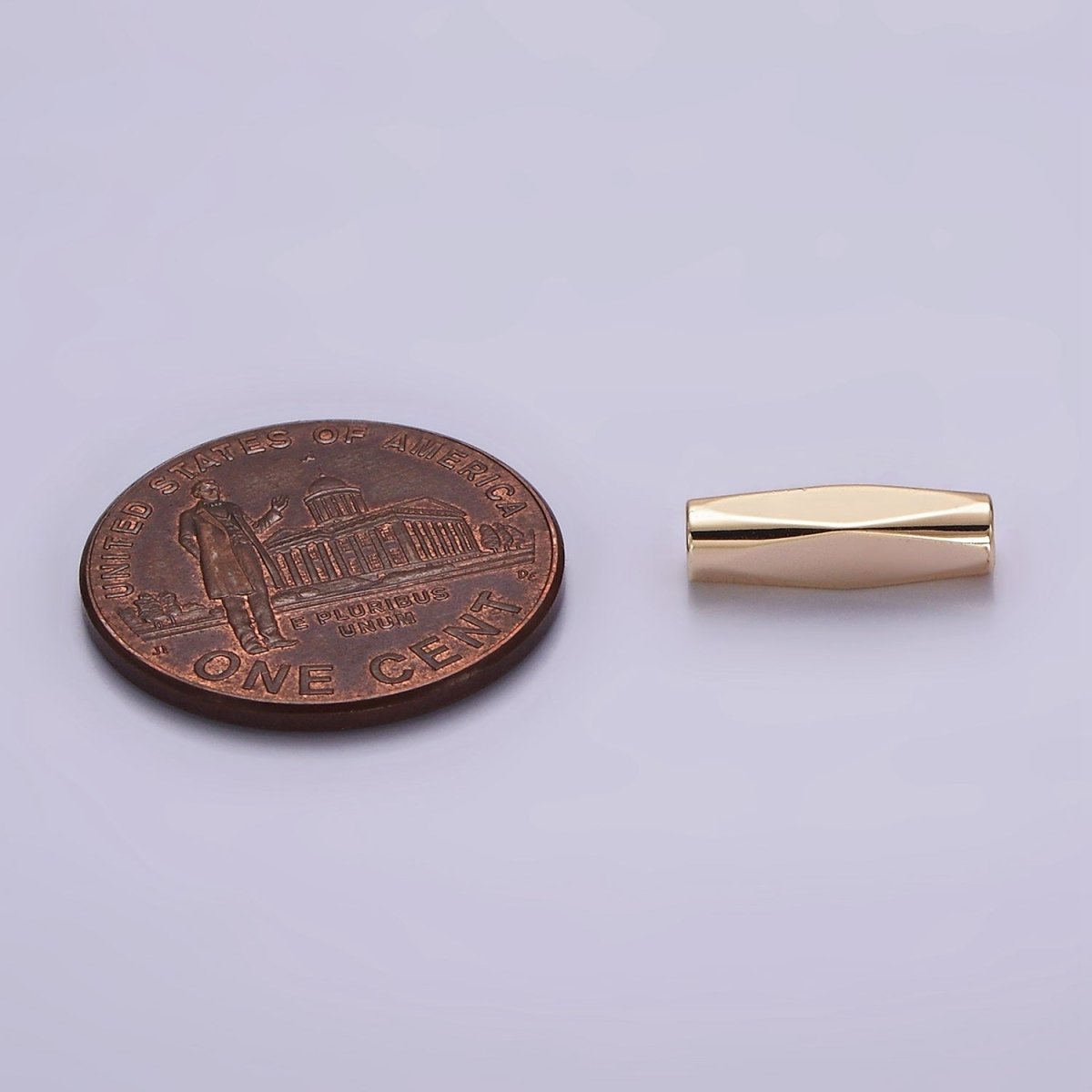 14K Gold Filled 12mm Edged Linear Minimalist Bead | B873 - DLUXCA