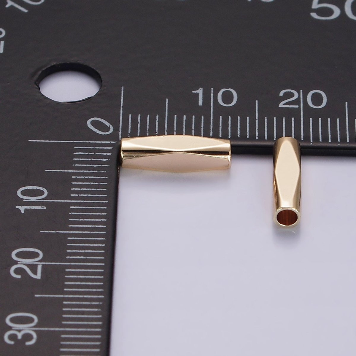 14K Gold Filled 12mm Edged Linear Minimalist Bead | B873 - DLUXCA