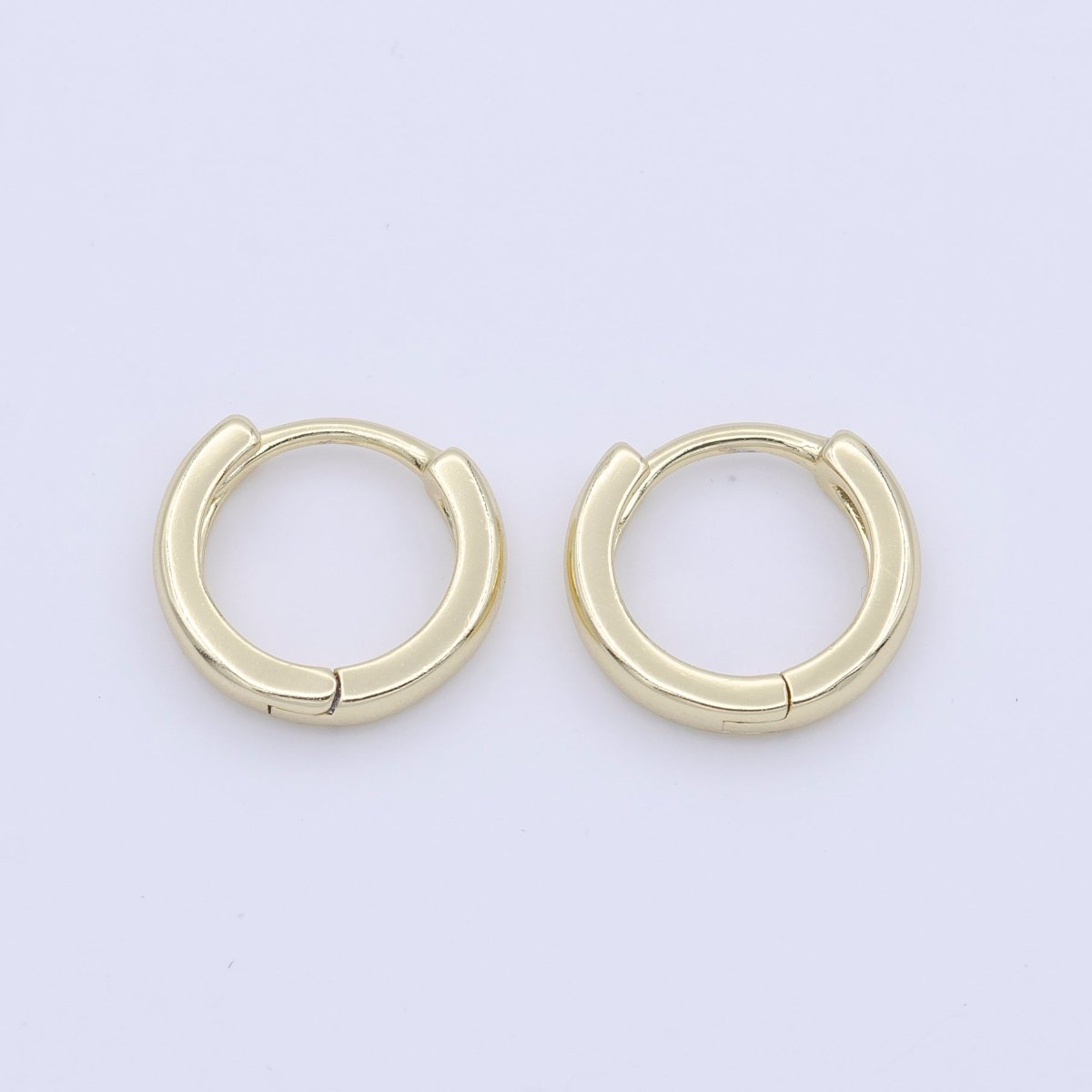 14K Gold Filled 12mm Flat Minimalist Huggie Hoop Earrings | Leo-2808 - DLUXCA