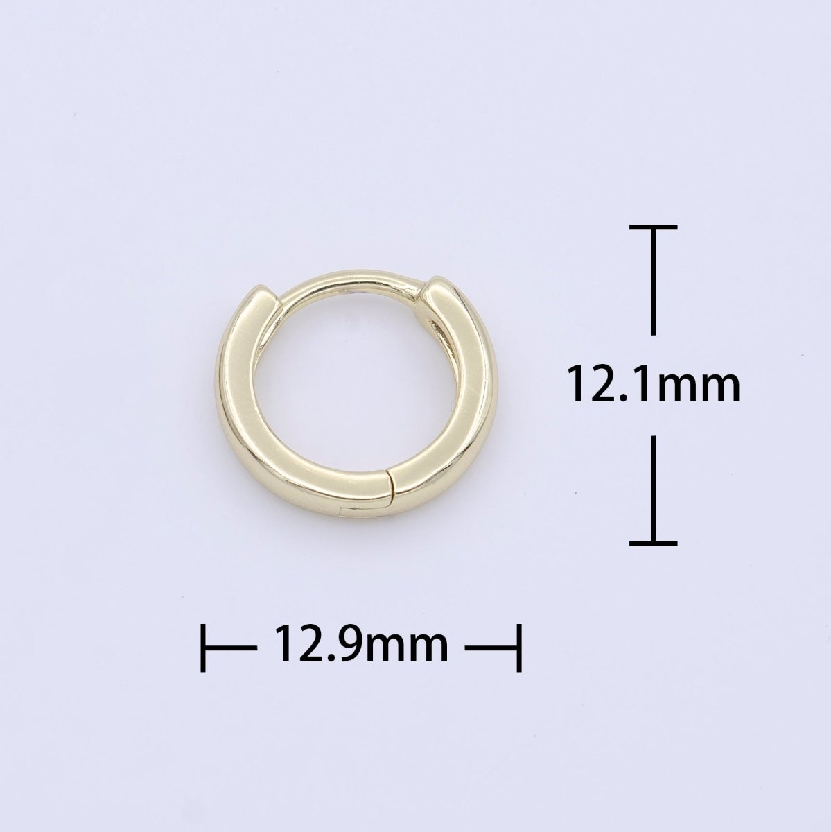 14K Gold Filled 12mm Flat Minimalist Huggie Hoop Earrings | Leo-2808 - DLUXCA