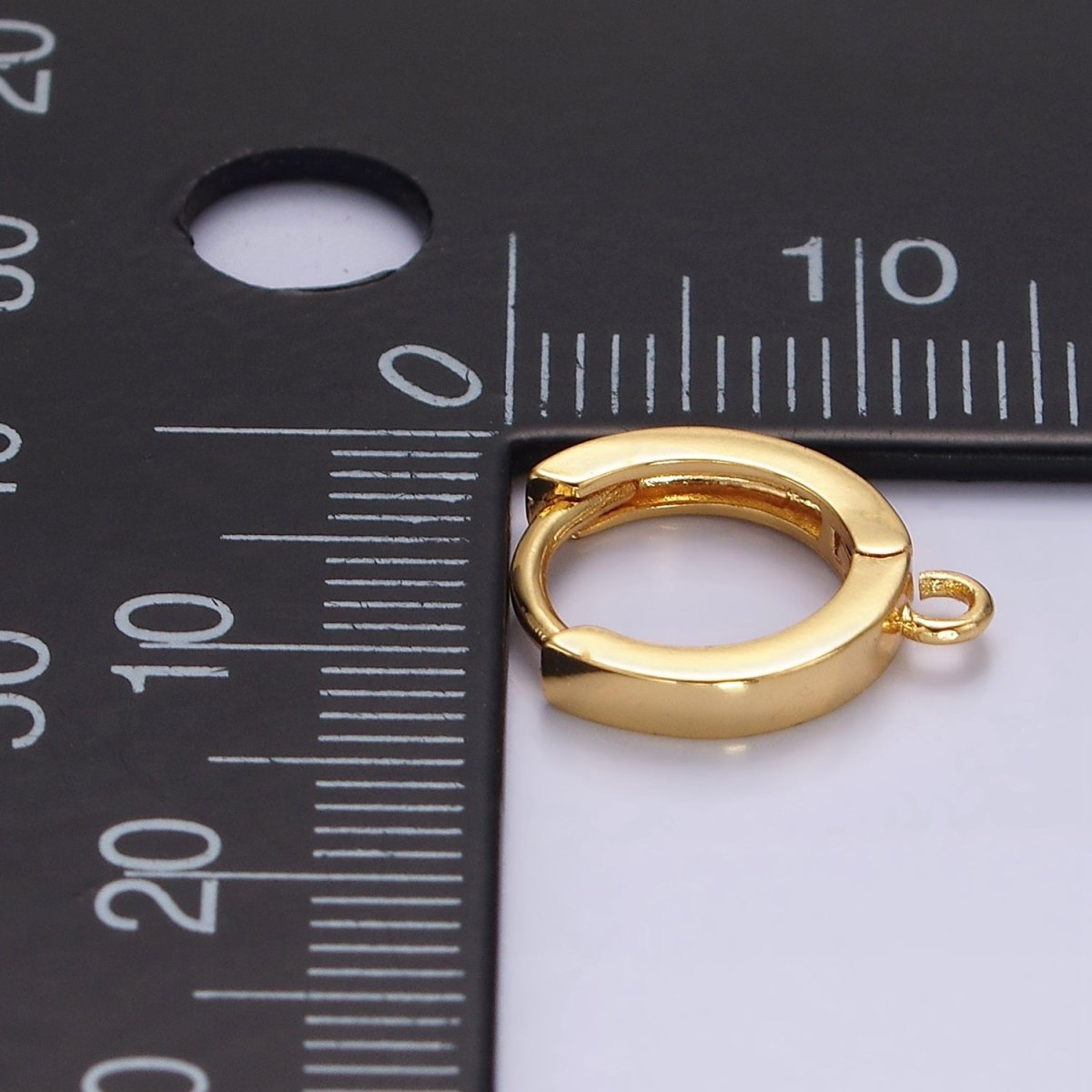 14K Gold Filled 12mm Flat Minimalist Huggie Open Loop Earrings Finding Supply | Z-568 Z-640 - DLUXCA
