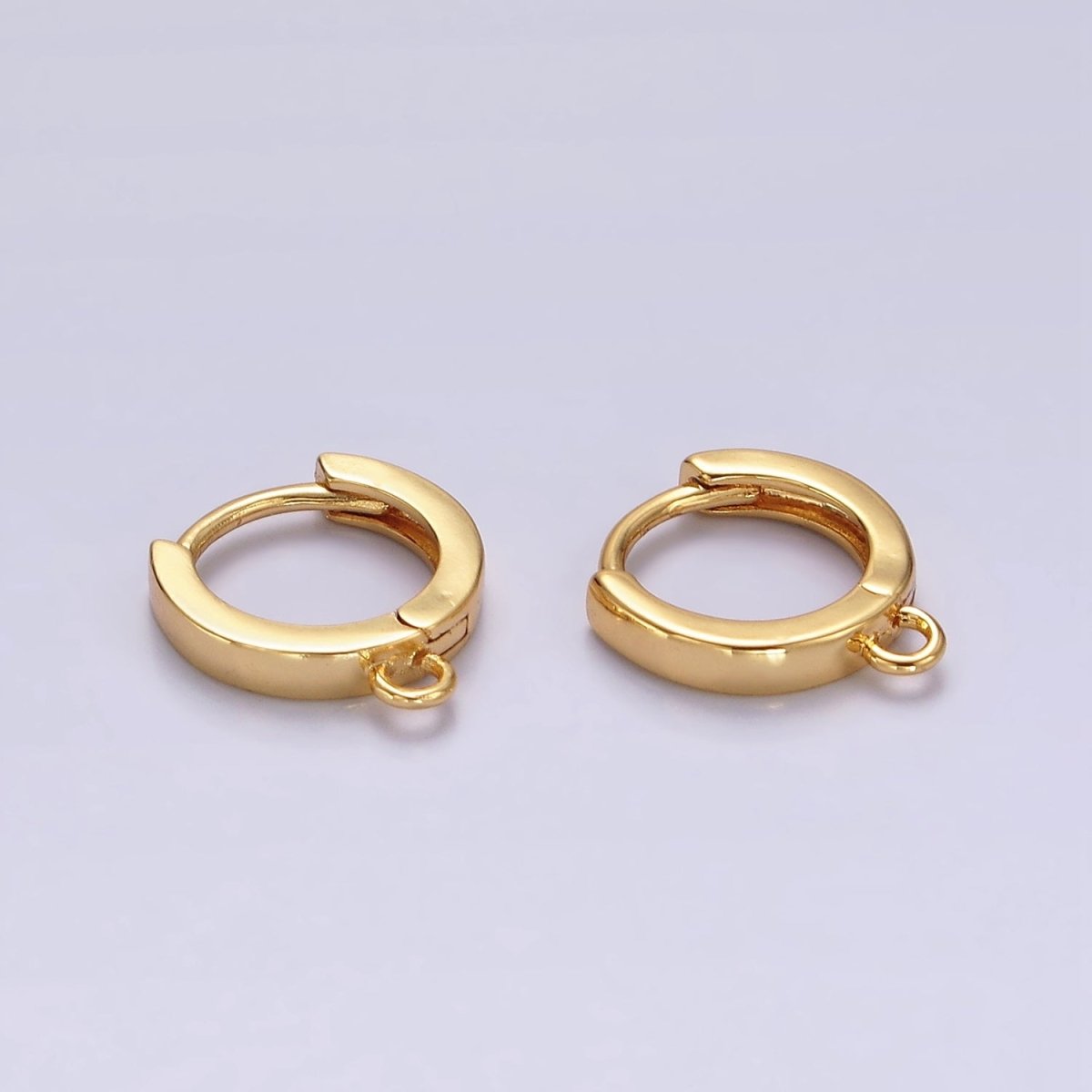 14K Gold Filled 12mm Flat Minimalist Huggie Open Loop Earrings Finding Supply | Z-568 Z-640 - DLUXCA