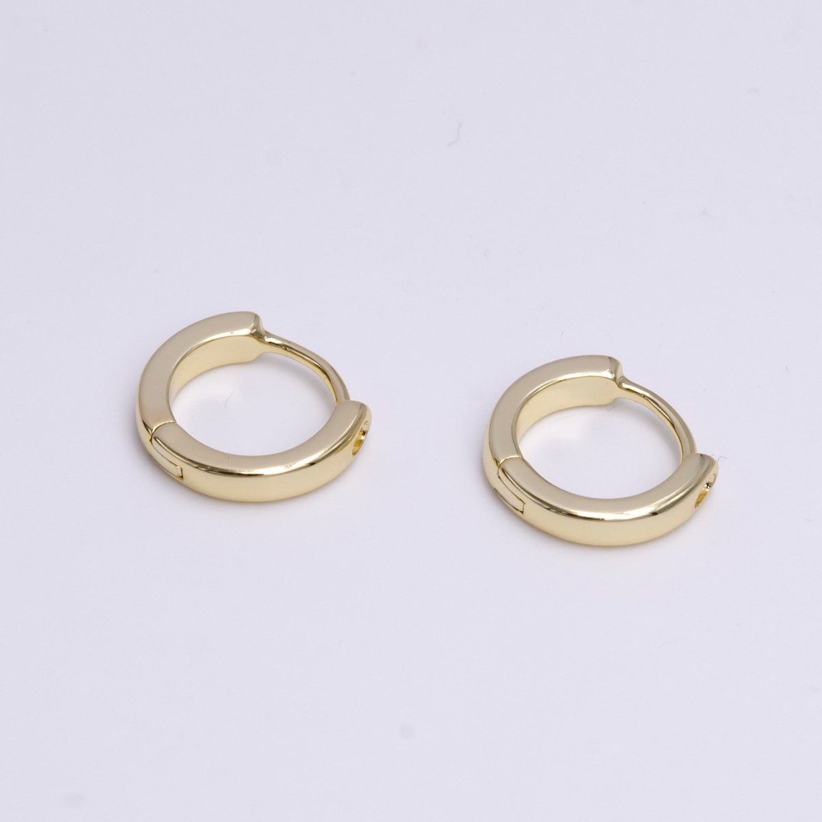 14K Gold Filled 12mm Mini Flat Minimalist Cartilage Huggie Earrings | Y-931 - DLUXCA