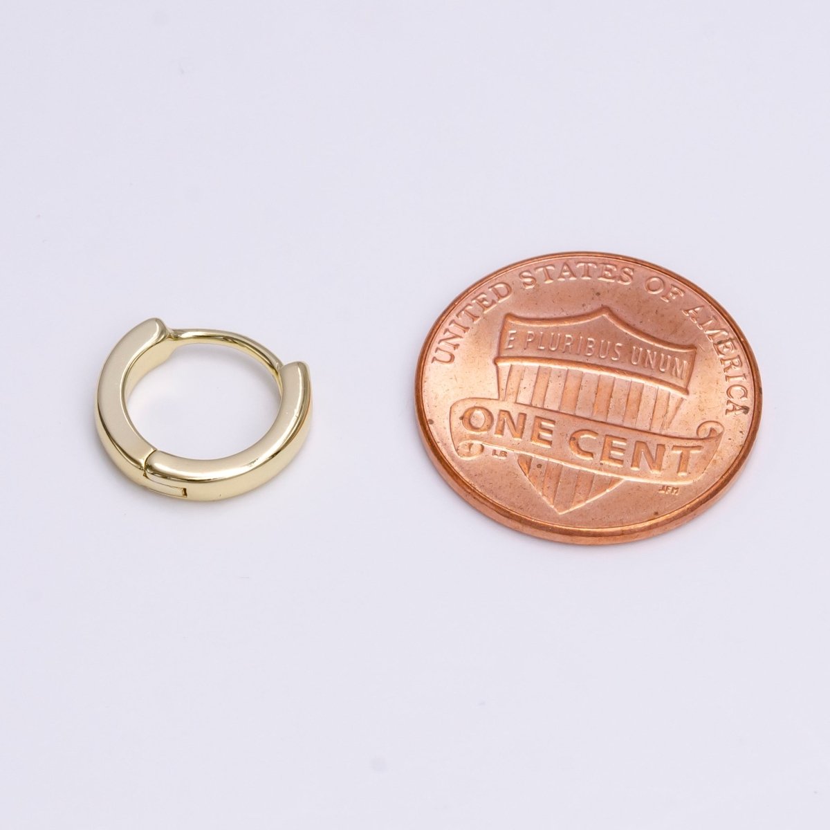 14K Gold Filled 12mm Mini Flat Minimalist Cartilage Huggie Earrings | Y-931 - DLUXCA