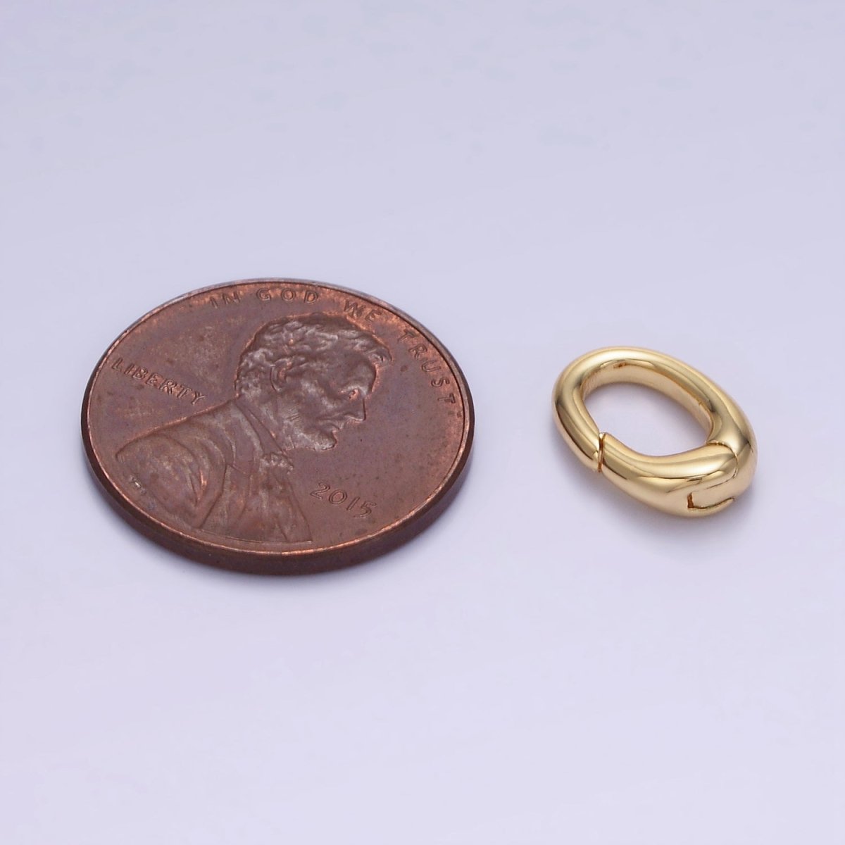 14K Gold Filled 12mm Oval Push Gate Clasps Charm Holder Enhancer Findings | Z725 - DLUXCA