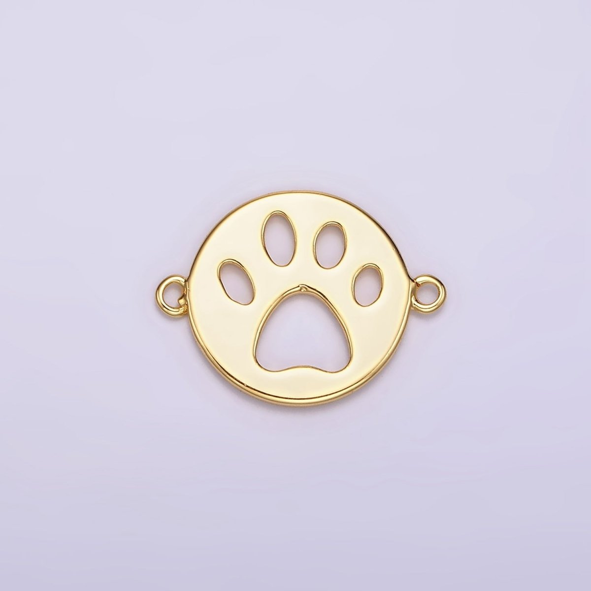 14K Gold Filled 12mm Pawprint Animal Pet Round Open Connector | G803 - DLUXCA