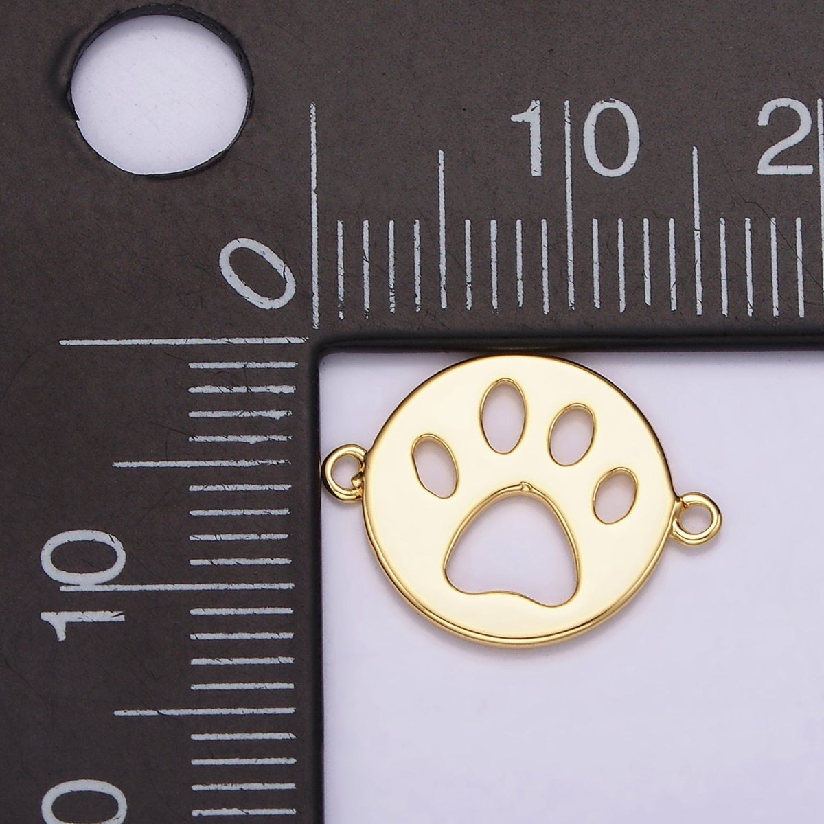 14K Gold Filled 12mm Pawprint Animal Pet Round Open Connector | G803 - DLUXCA
