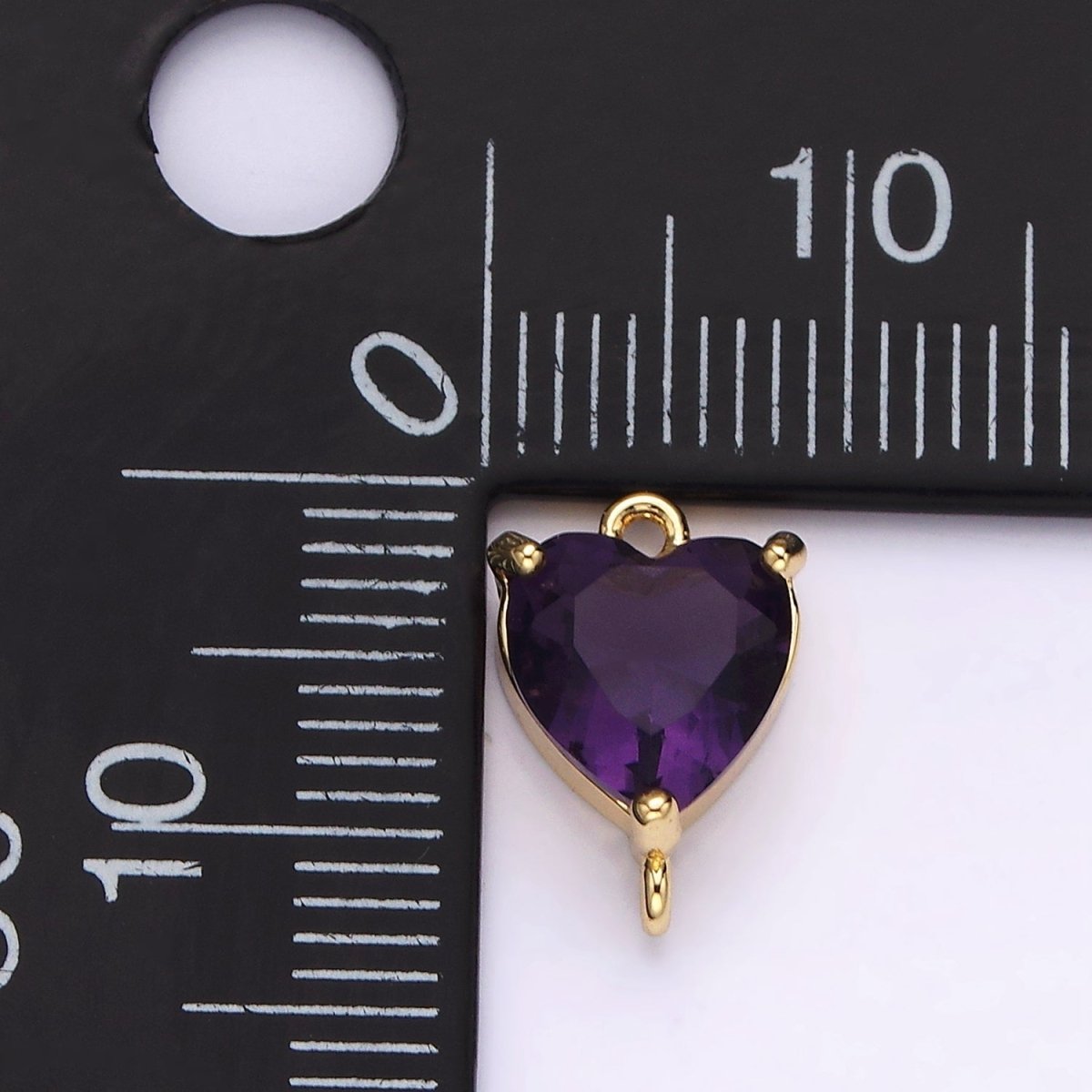 14K Gold Filled 12mm Purple CZ Heart Mini Connector | G-106 - DLUXCA