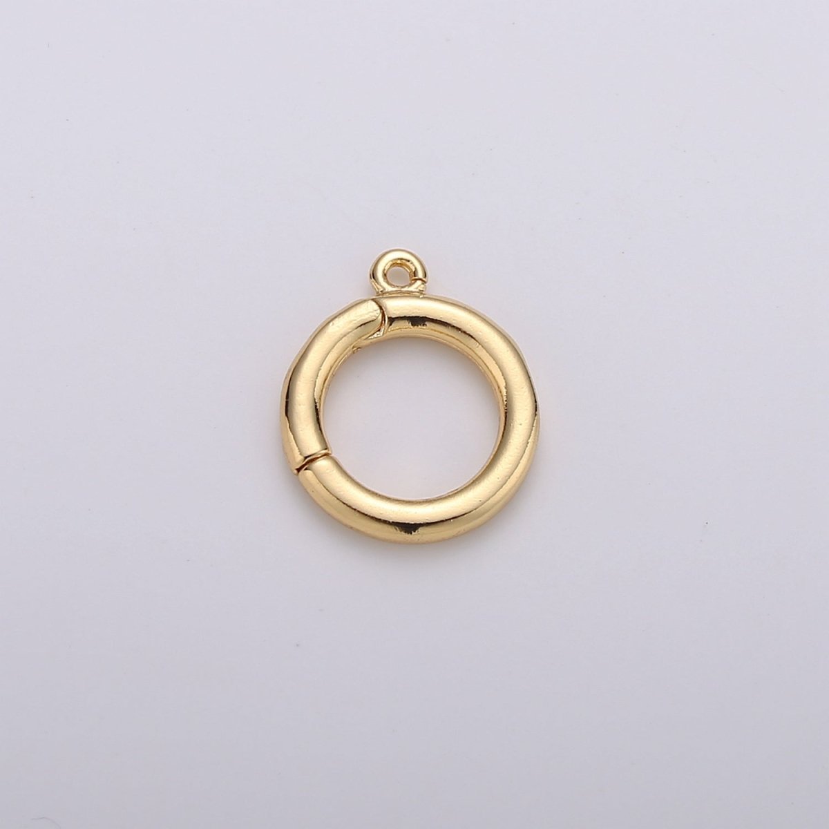 14K Gold Filled 12mm Round Pull Spring Gate Clasps Open Loop Silver Jewelry Supply in Gold & Silver | K-913 Z-399 - DLUXCA